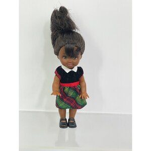 Mattel Happy Family Kelly Barbie Doll African American Plaid Dress